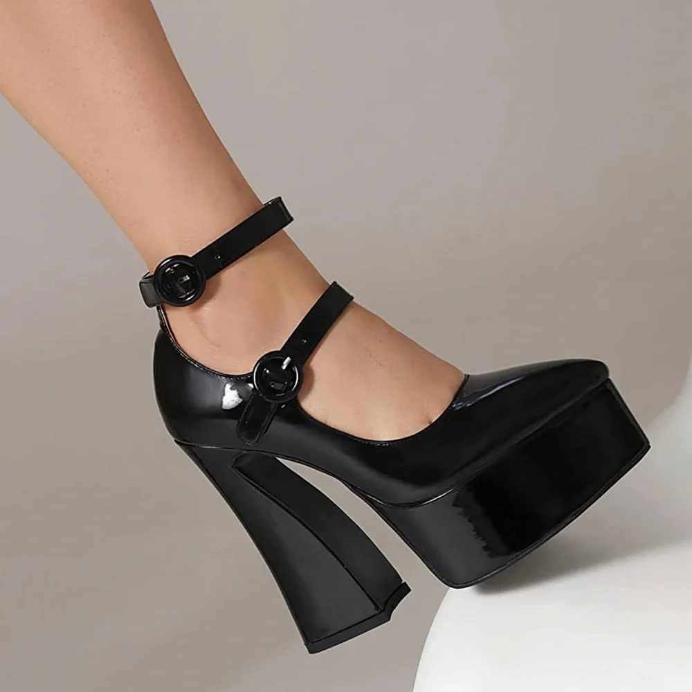 Shagal Dress Platform Heels Chunky Heel Closed Toe Mary Jane Shoes